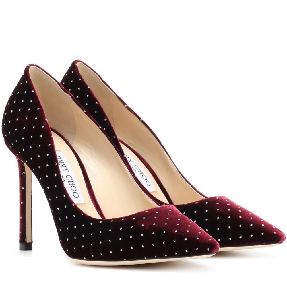 Jimmy Choo Romy 100 Glittered Velvet Pumps